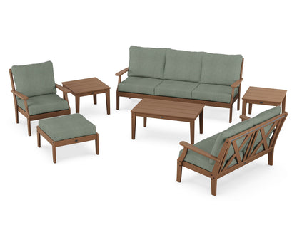 POLYWOOD® Braxton 7-Piece Deep Seating Set in Teak / Cast Sage