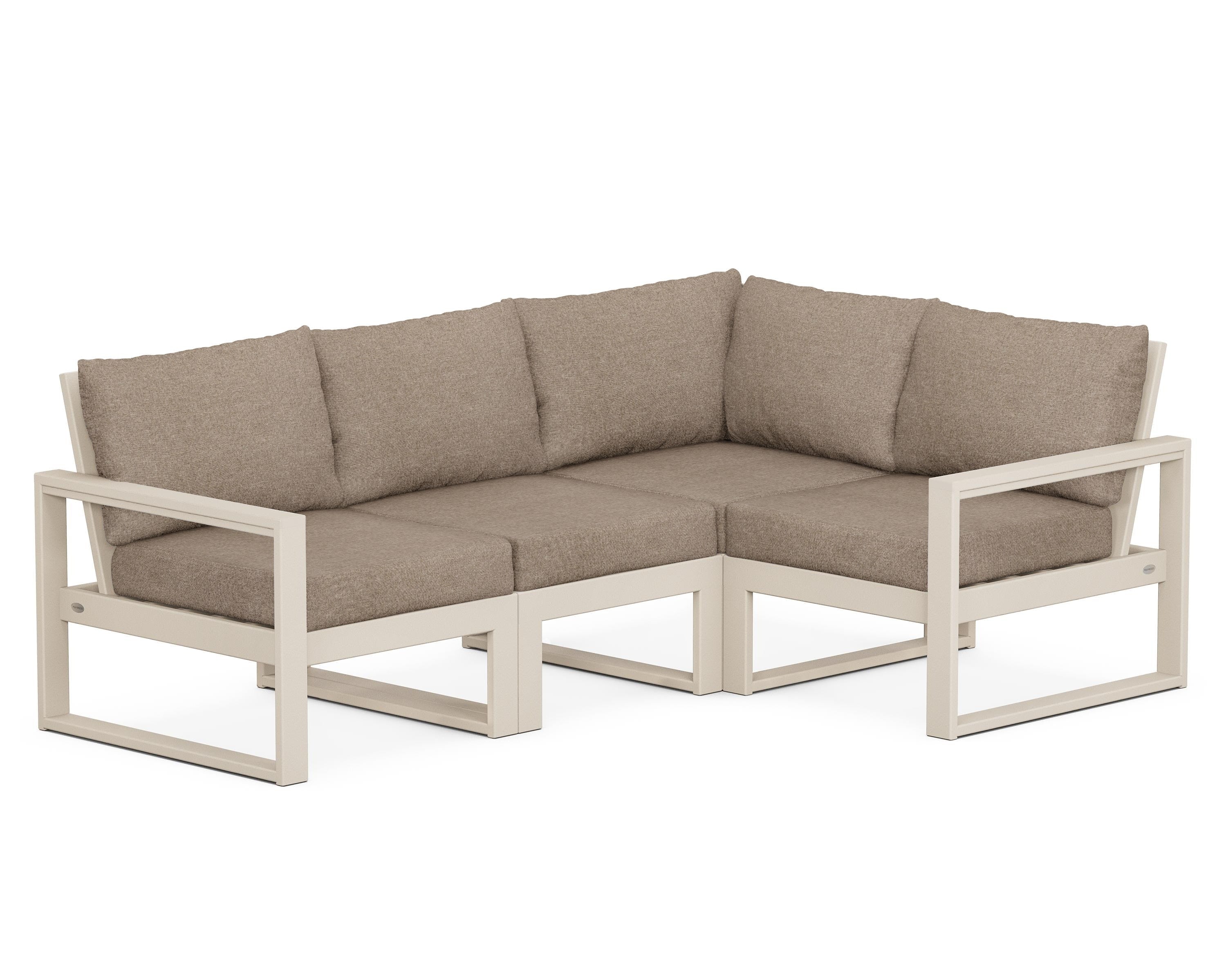 POLYWOOD® EDGE 4-Piece Modular Deep Seating Set in Sand / Spiced Burlap