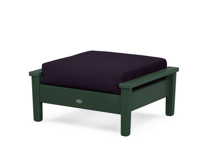 POLYWOOD® Prescott Deep Seating Ottoman in Green / Navy Linen