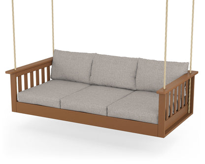 POLYWOOD® Vineyard Daybed Swing in Teak / Weathered Tweed