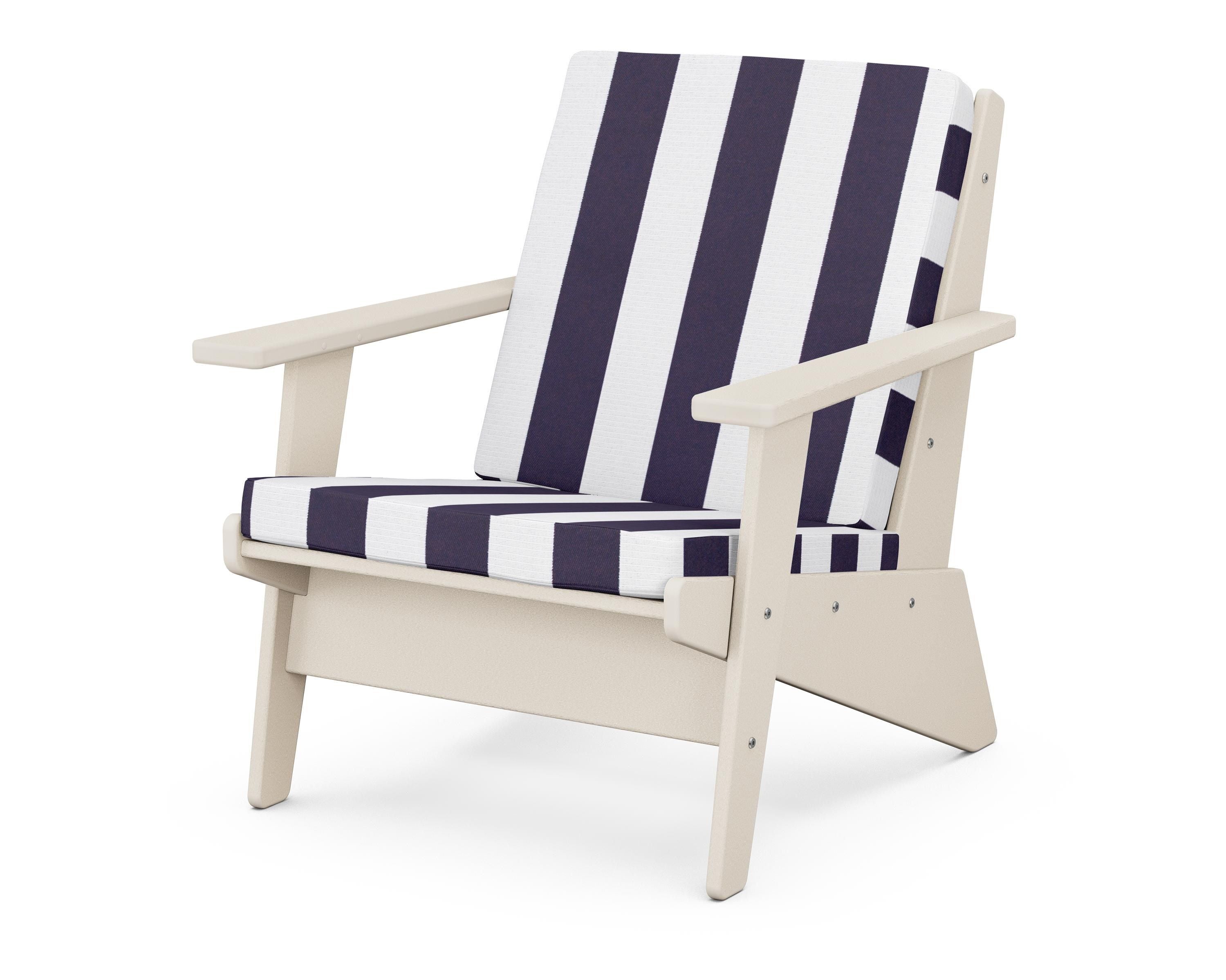 POLYWOOD® Riviera Modern Lounge Chair in Sand / Cabana Stripe Navy