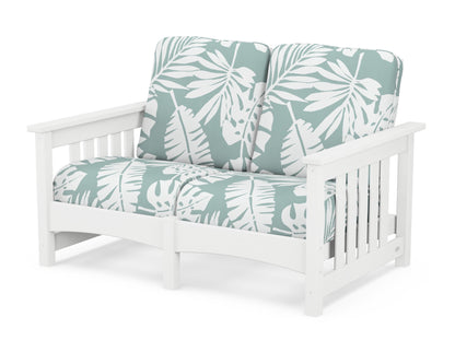 POLYWOOD® Club Mission Loveseat in White / Leaf Glacier Spa