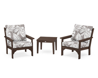 POLYWOOD® Vineyard 3-Piece Deep Seating Set in Mahogany / Leaf Grey Mist