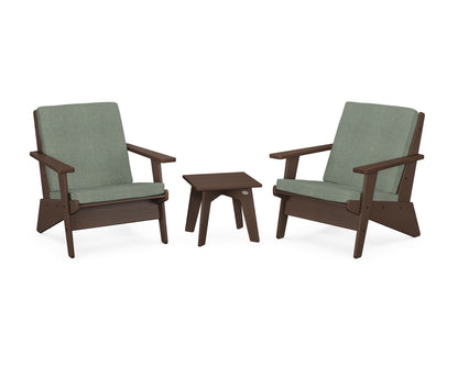 POLYWOOD® Riviera Modern Lounge 3-Piece Set in Mahogany / Cast Sage