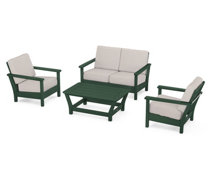 POLYWOOD® Harbour 4-Piece Deep Seating Set in Green / Dune Burlap