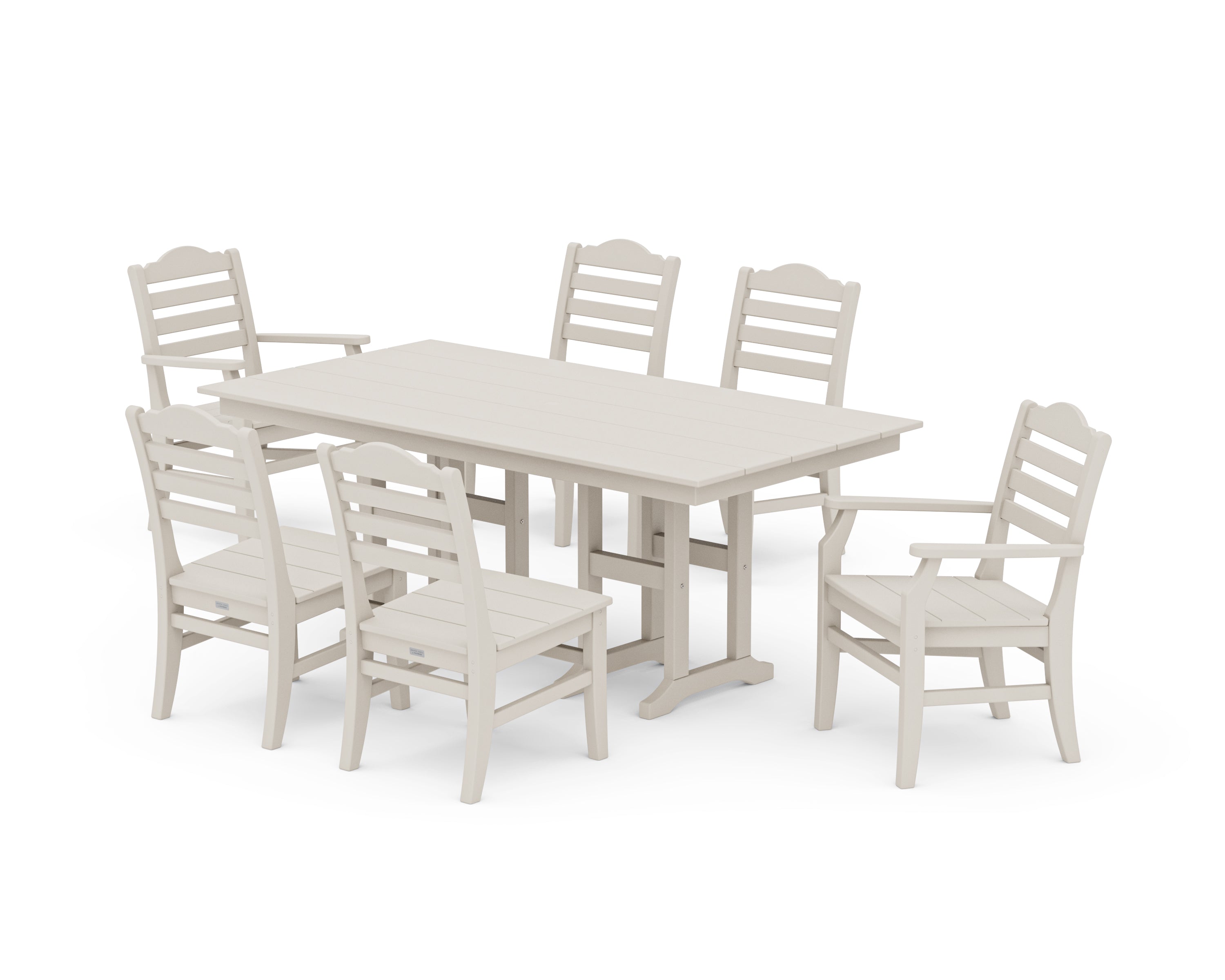 POLYWOOD® Savannah 7-Piece Farmhouse Dining Set in Sand