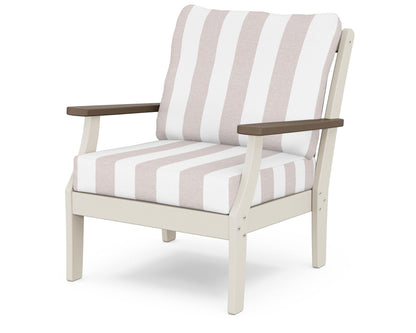 POLYWOOD® Braxton Deep Seating Chair in Sand / Kona / Cabana Stripe Dune Burlap