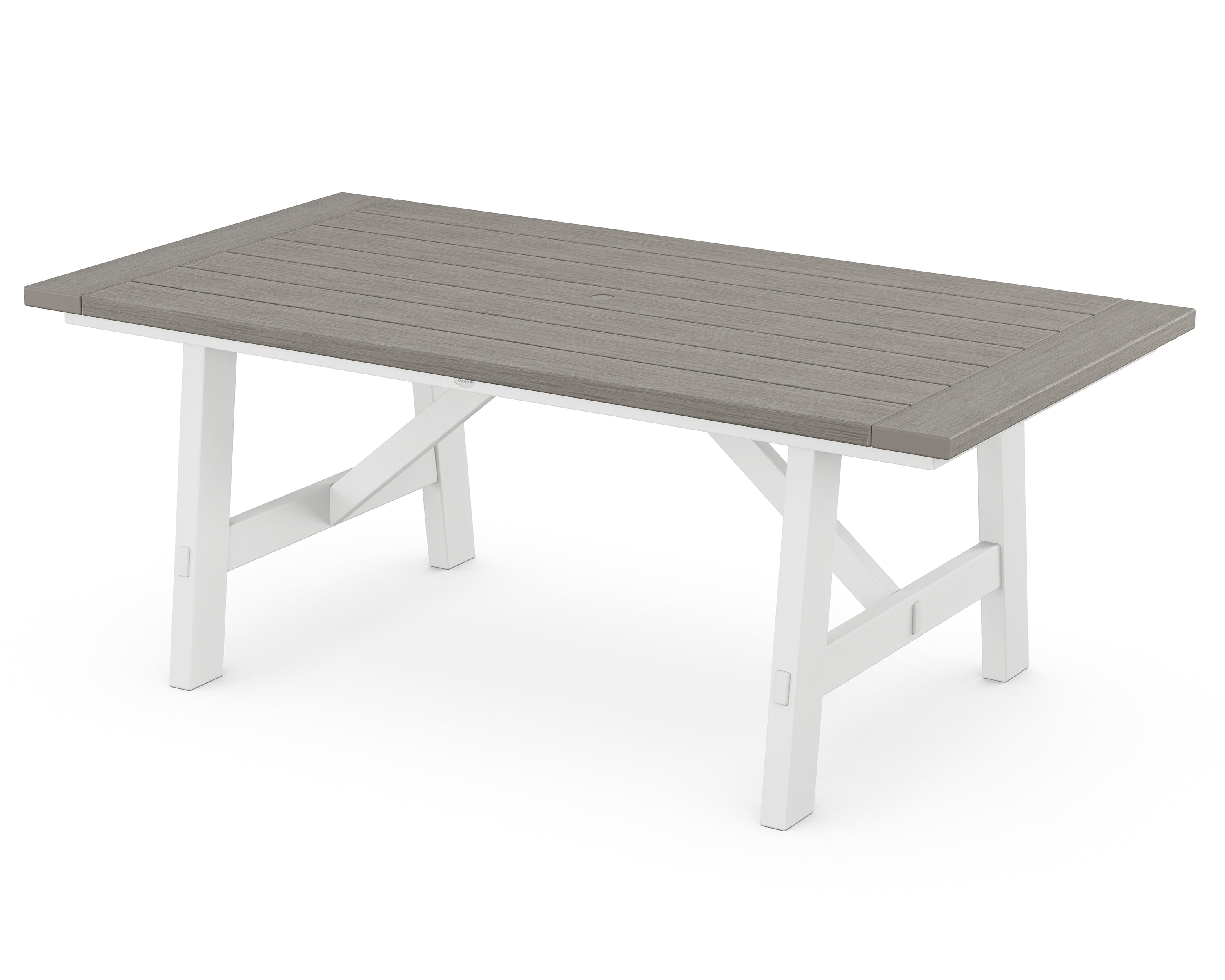 POLYWOOD® Rustic Farmhouse 39" x 75" Dining Table in White / Driftwood