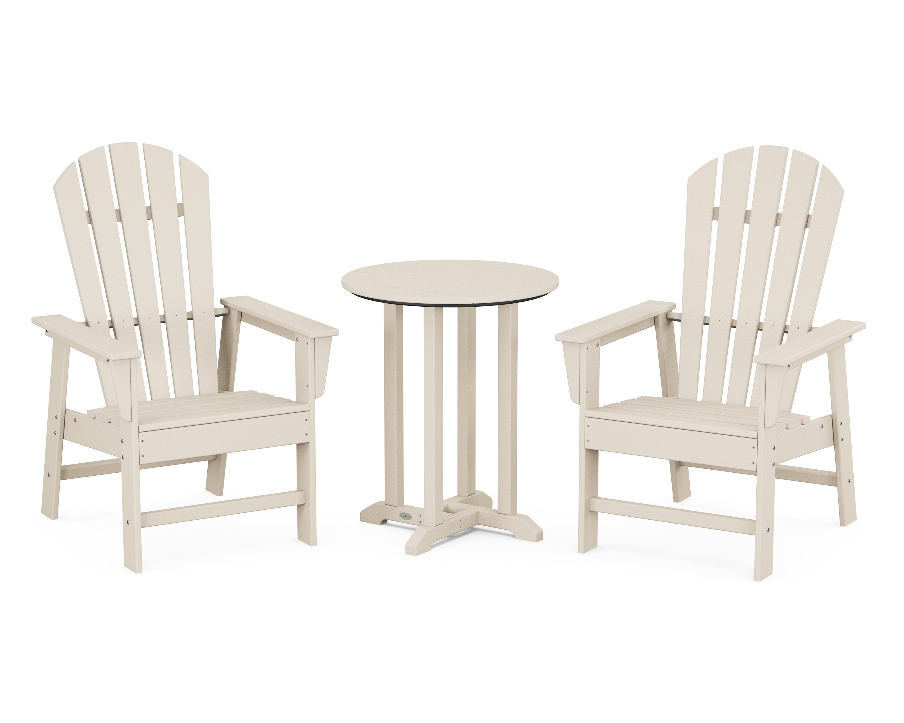 POLYWOOD® South Beach 3-Piece Round Farmhouse Bistro Dining Set in Sand