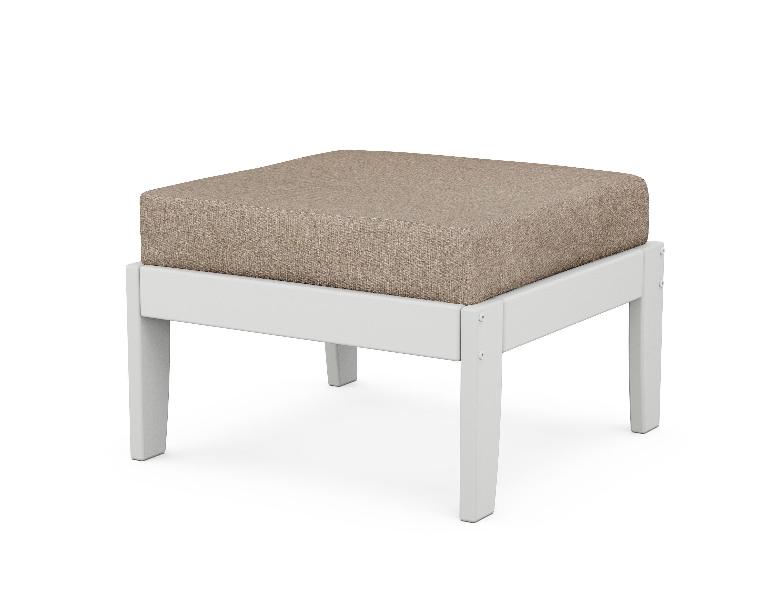 Unbranded Modular Ottoman - Classic in White / Spiced Burlap