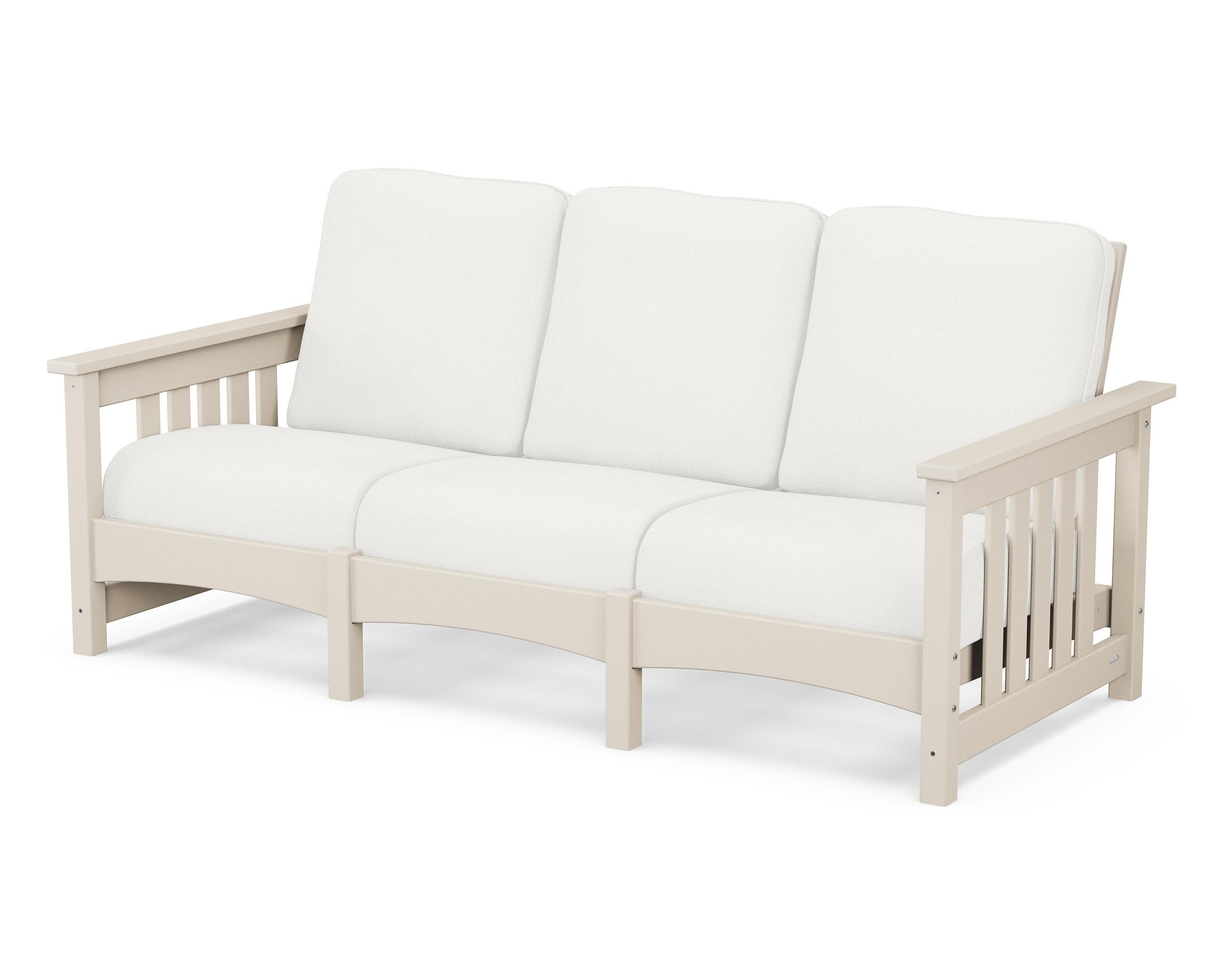 POLYWOOD® Club Mission Sofa in Sand / Natural Linen