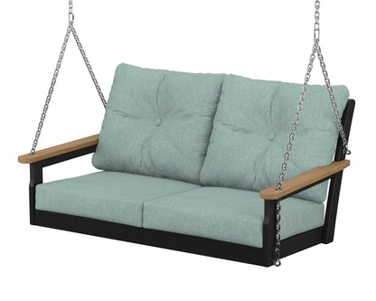 POLYWOOD® Vineyard Deep Seating Swing in Black / Natural / Glacier Spa
