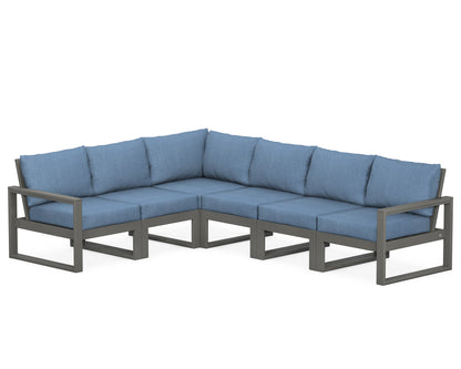 POLYWOOD® EDGE 6-Piece Modular Deep Seating Set in Slate Grey / Sky Blue
