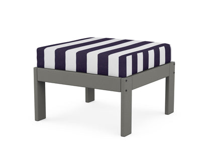 POLYWOOD® Vineyard Modular Ottoman in Slate Grey / Cabana Stripe Navy
