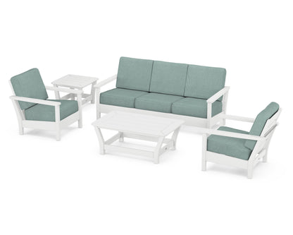 POLYWOOD® Harbour 5-Piece Deep Seating Set in White / Glacier Spa
