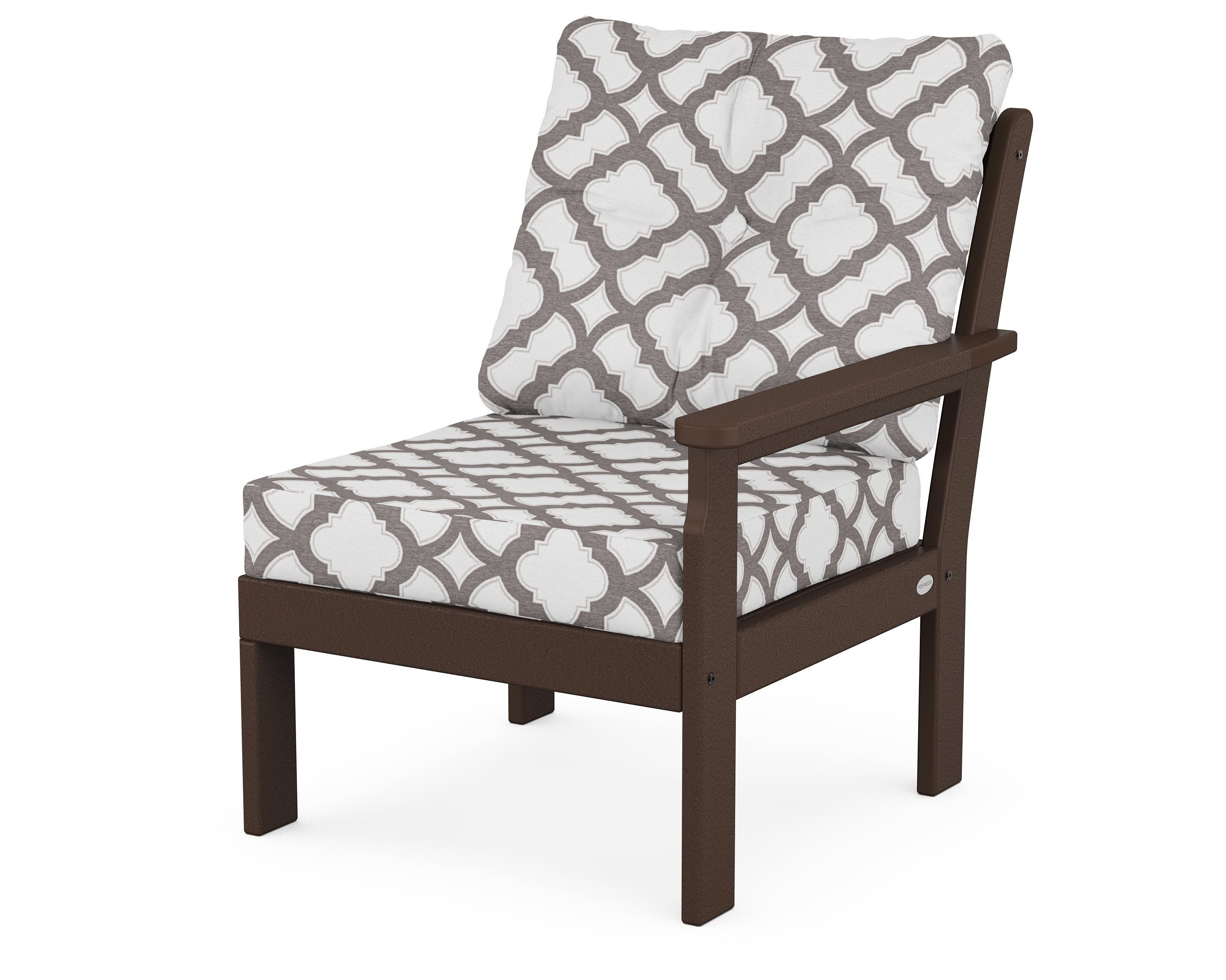 POLYWOOD® Vineyard Modular Right Arm Chair in Mahogany / Trellis Grey Mist