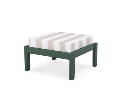 Unbranded Deep Seating Ottoman in Green / Cabana Stripe Dune Burlap