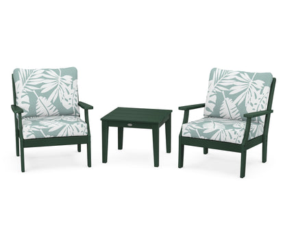 POLYWOOD® Braxton 3-Piece Deep Seating Set in Green / Leaf Glacier Spa