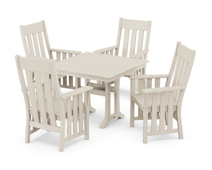 Martha Stewart by POLYWOOD® Acadia 5-Piece Farmhouse Dining Set with Trestle Legs in Sand