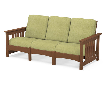 POLYWOOD® Club Mission Sofa in Teak / Chartreuse Boucle