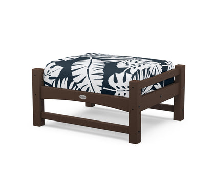 POLYWOOD® Club Ottoman in Mahogany / Leaf Marine Indigo