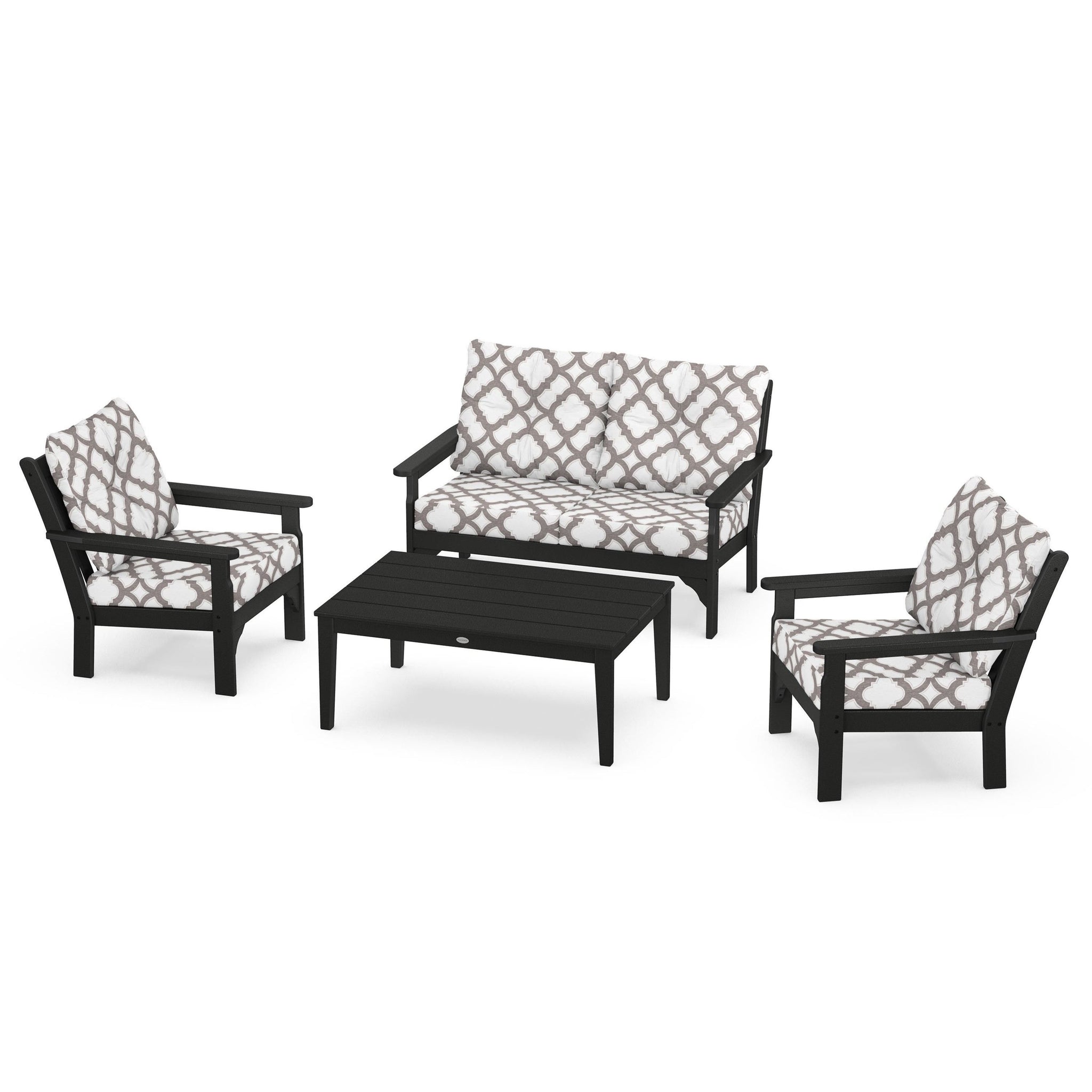 Vineyard 4 Piece Deep Seating Set - Black