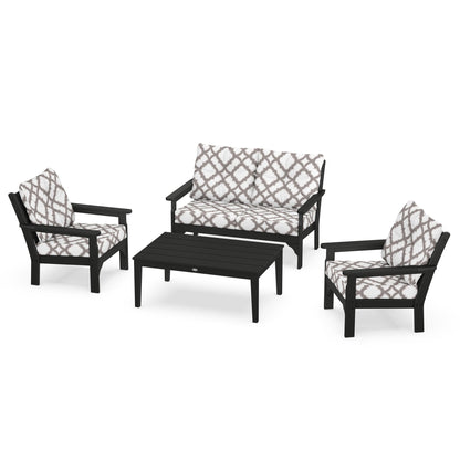 Vineyard 4 Piece Deep Seating Set - Black