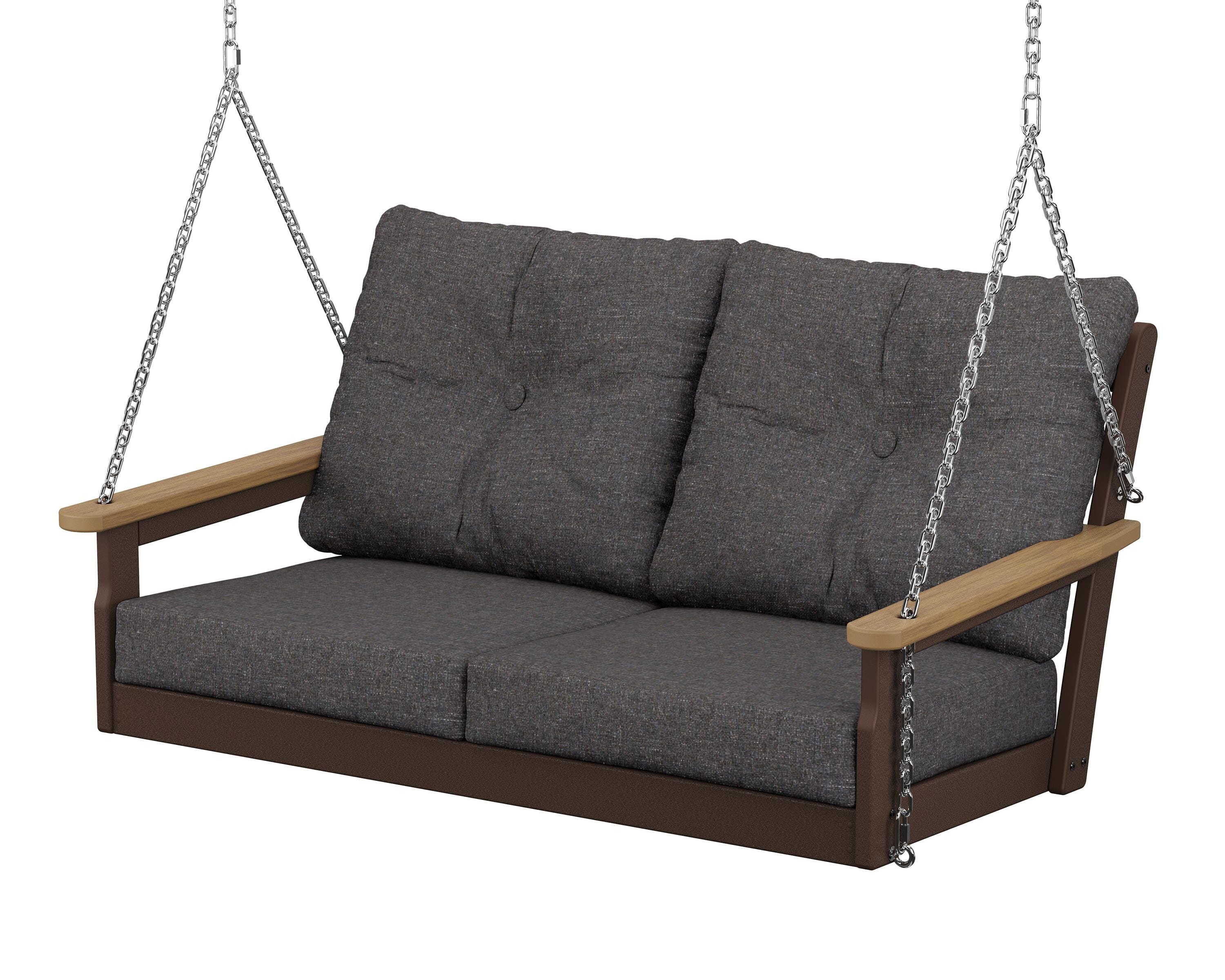 POLYWOOD® Vineyard Deep Seating Swing in Mahogany / Natural / Ash Charcoal