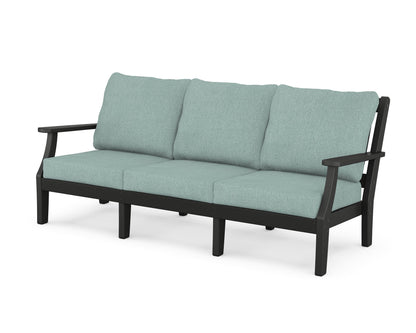 Martha Stewart by POLYWOOD® Chinoiserie Deep Seating Sofa in Black / Glacier Spa