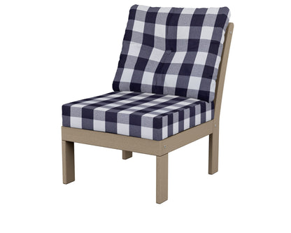 POLYWOOD® Vineyard Modular Armless Chair in Vintage Sahara / Buffalo Plaid Navy