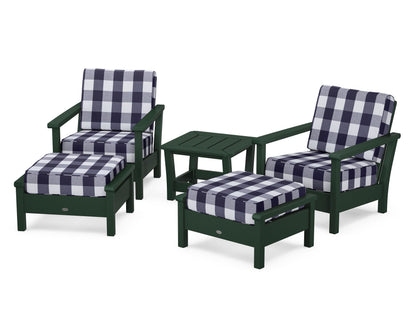 POLYWOOD® Harbour 5-Piece Deep Seating Chair Set in Green / Buffalo Plaid Navy