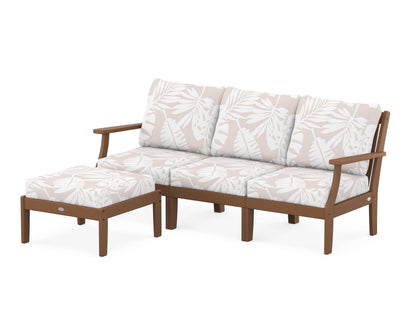 POLYWOOD® Braxton Modular 4-Piece Deep Seating Set with Ottoman in Teak / Leaf Dune Burlap