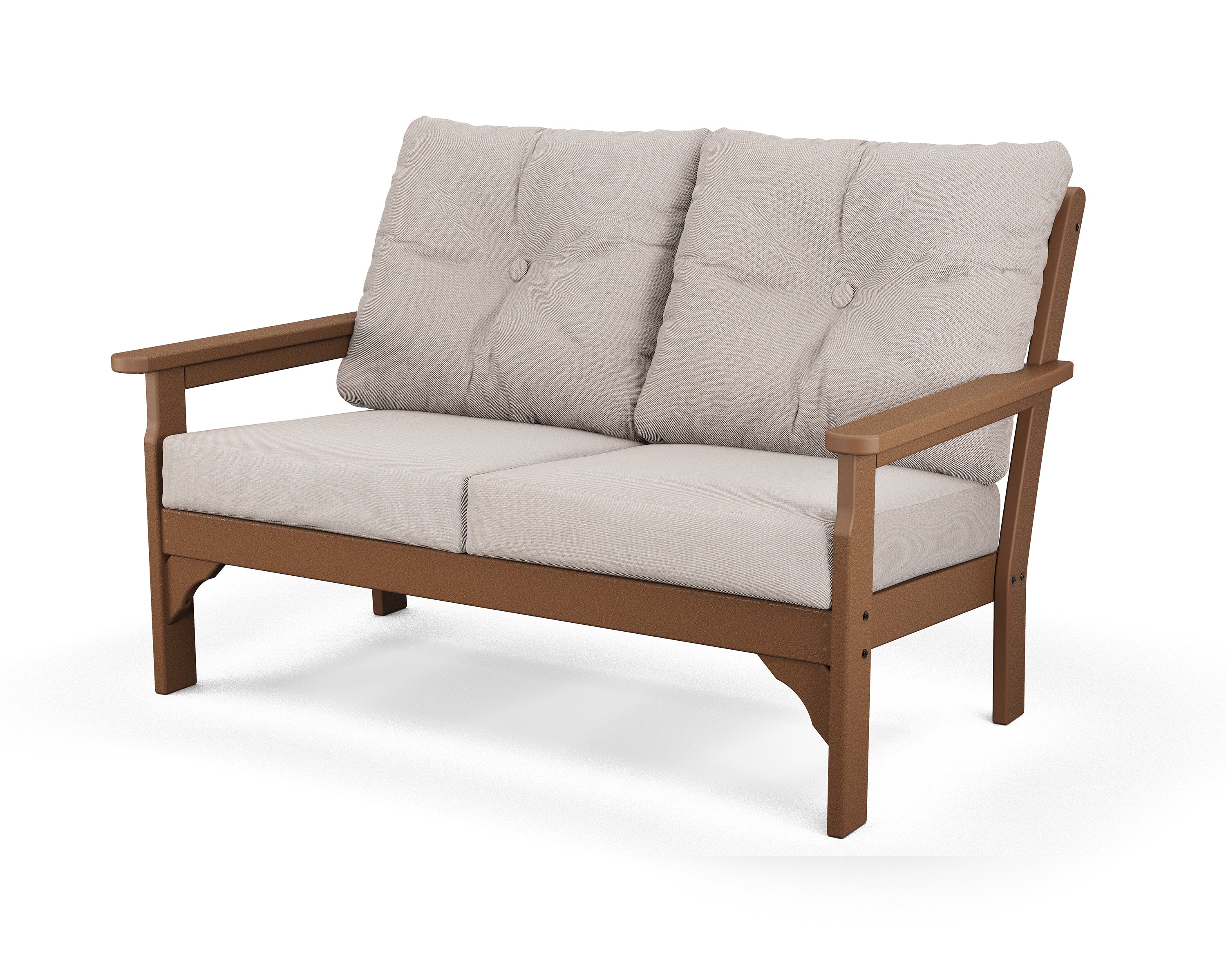 POLYWOOD® Vineyard Deep Seating Loveseat in Teak / Dune Burlap