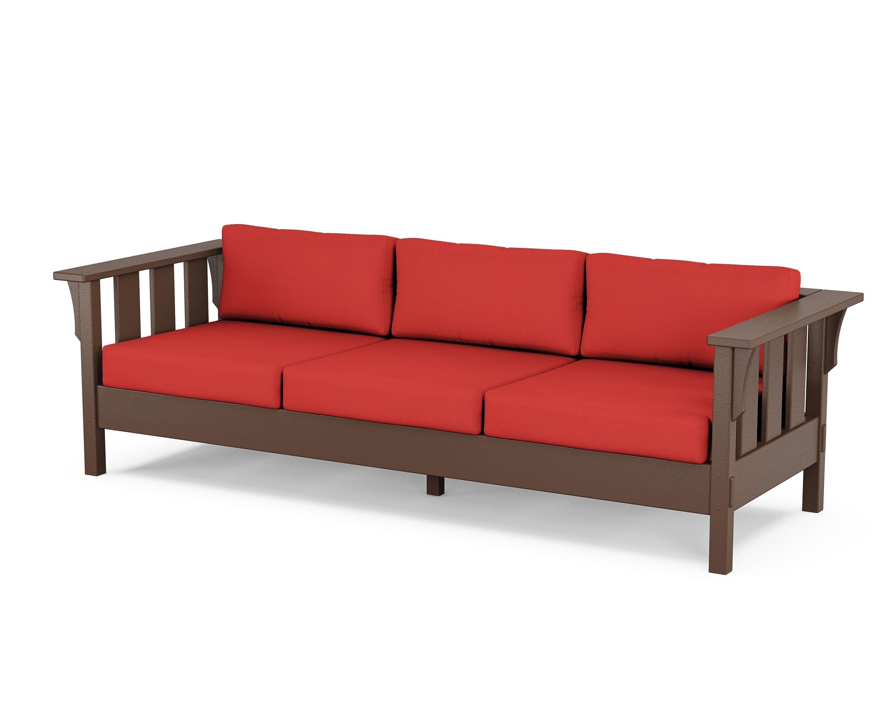 Martha Stewart by POLYWOOD® Acadia Deep Seating Sofa in Mahogany / Crimson Linen