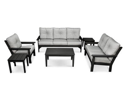 POLYWOOD® Vineyard 6-Piece Deep Seating Set in Black / Granite