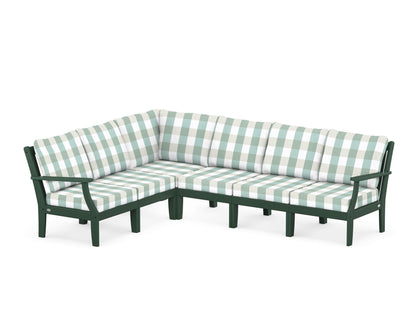 POLYWOOD® Braxton Modular 6-Piece Deep Seating Set in Green / Buffalo Plaid Glacier Spa