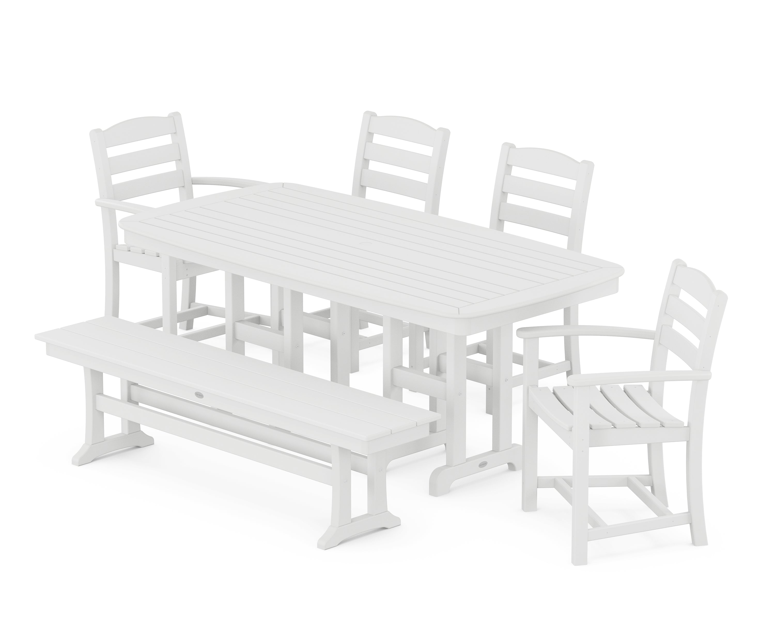 POLYWOOD® La Casa Café 6-Piece Dining Set with Bench in White