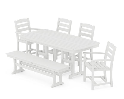 POLYWOOD® La Casa Café 6-Piece Dining Set with Bench in White