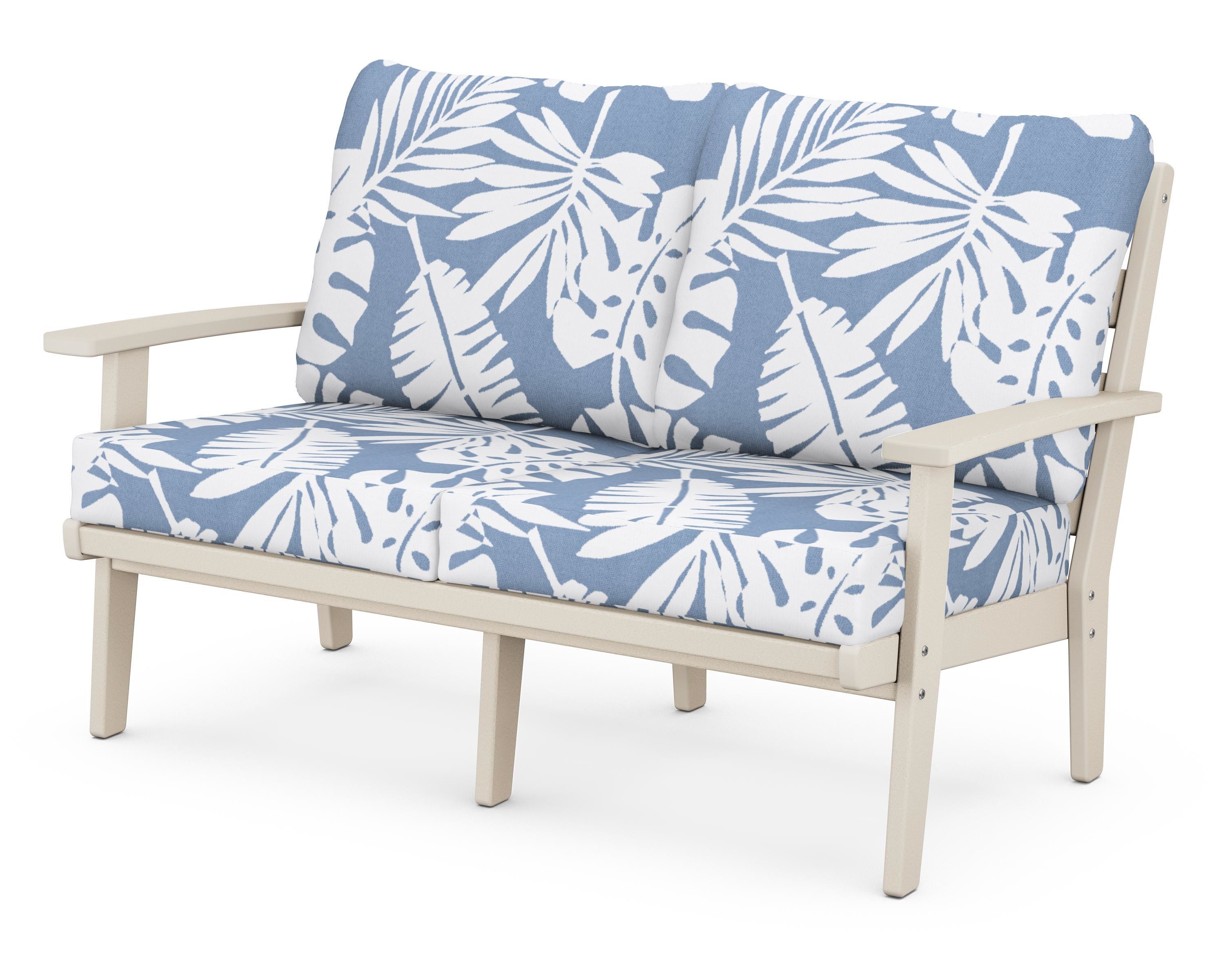 POLYWOOD® Grant Park Deep Seating Loveseat in Sand / Leaf Sky Blue