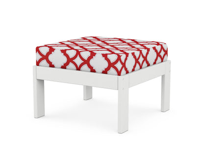 POLYWOOD® Vineyard Modular Ottoman in White / Trellis Crimson