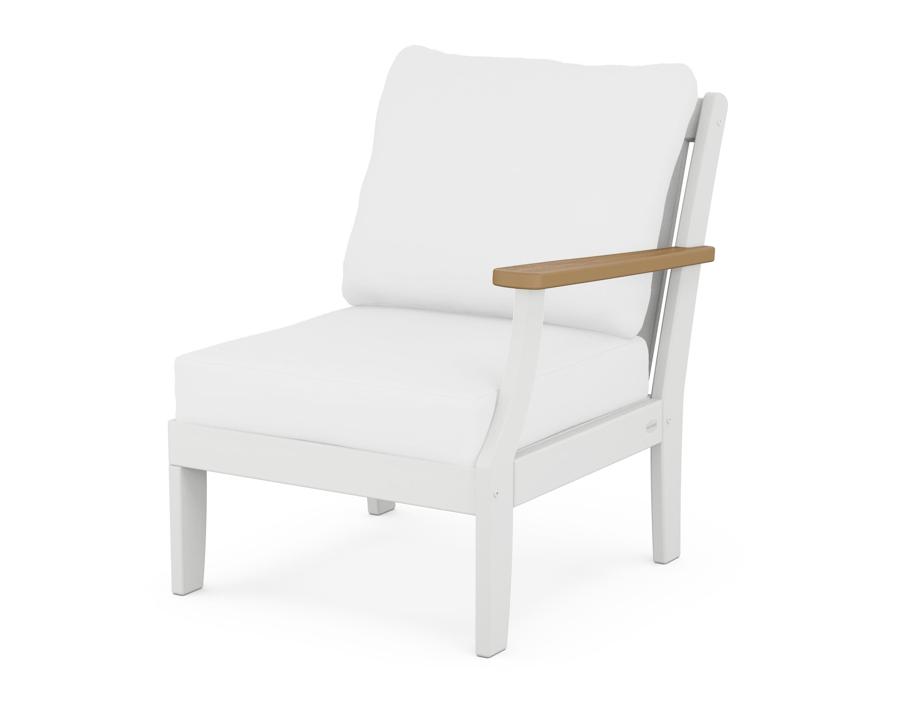 POLYWOOD® Braxton Modular Right Arm Chair in White / Natural / Natural