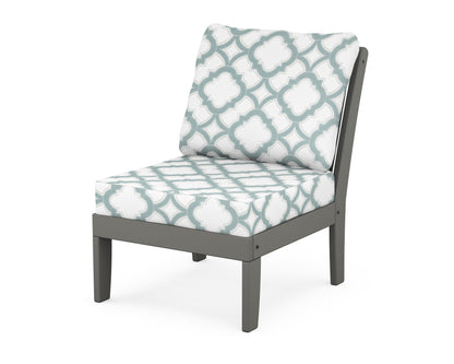 POLYWOOD® Braxton Modular Armless Chair in Slate Grey / Trellis Glacier Spa