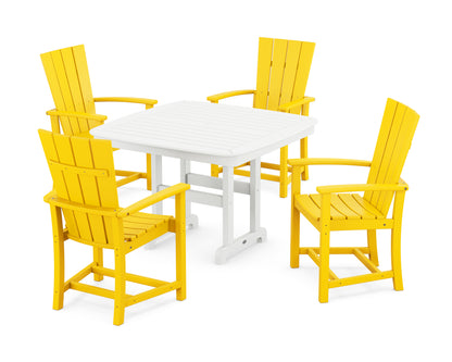 POLYWOOD® Quattro 5-Piece Dining Set with Trestle Legs in Lemon / White