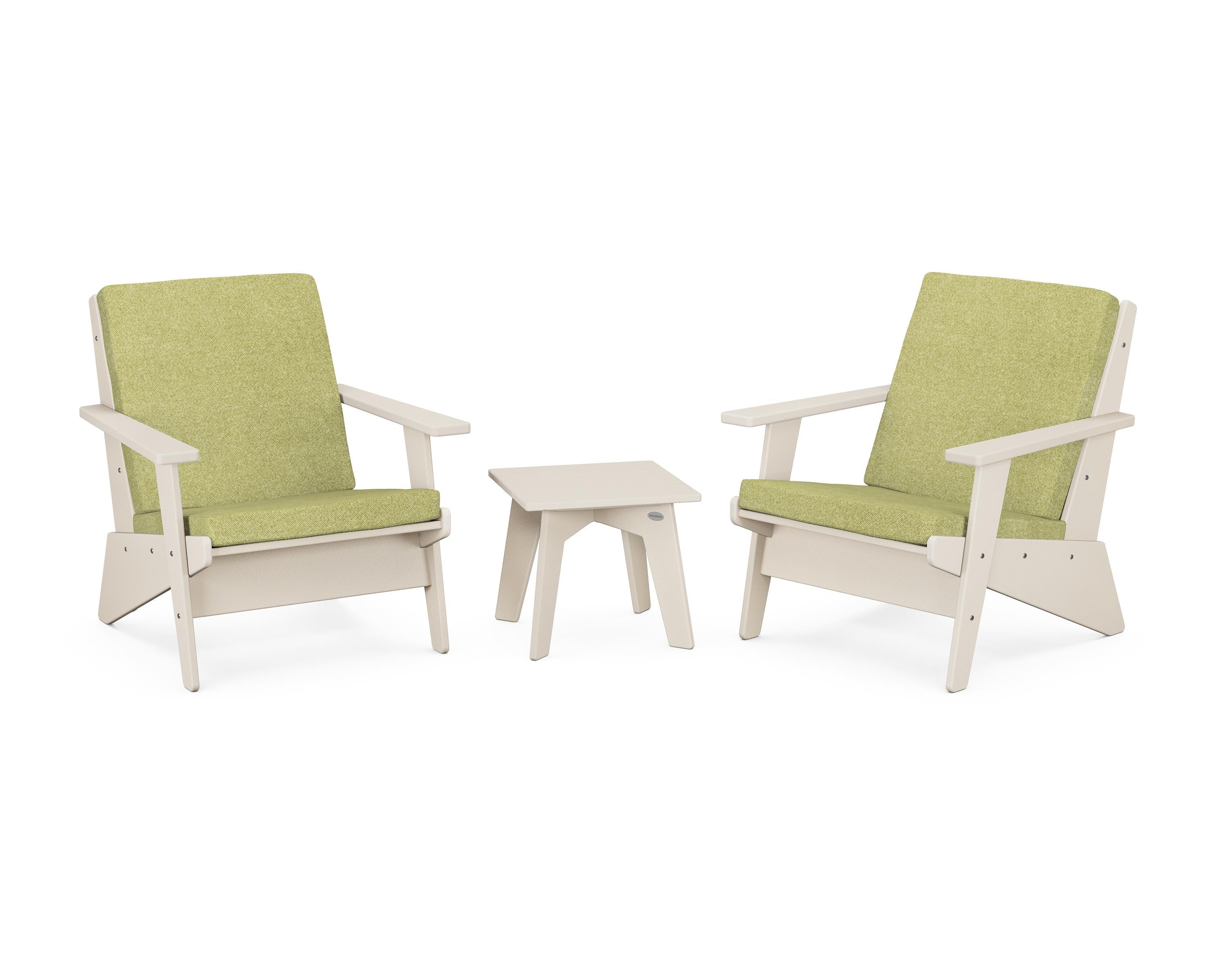 POLYWOOD® Riviera Modern Lounge 3-Piece Set in Sand / Chartreuse Boucle