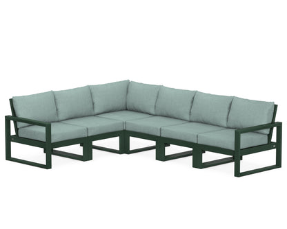 POLYWOOD® EDGE 6-Piece Modular Deep Seating Set in Green / Glacier Spa