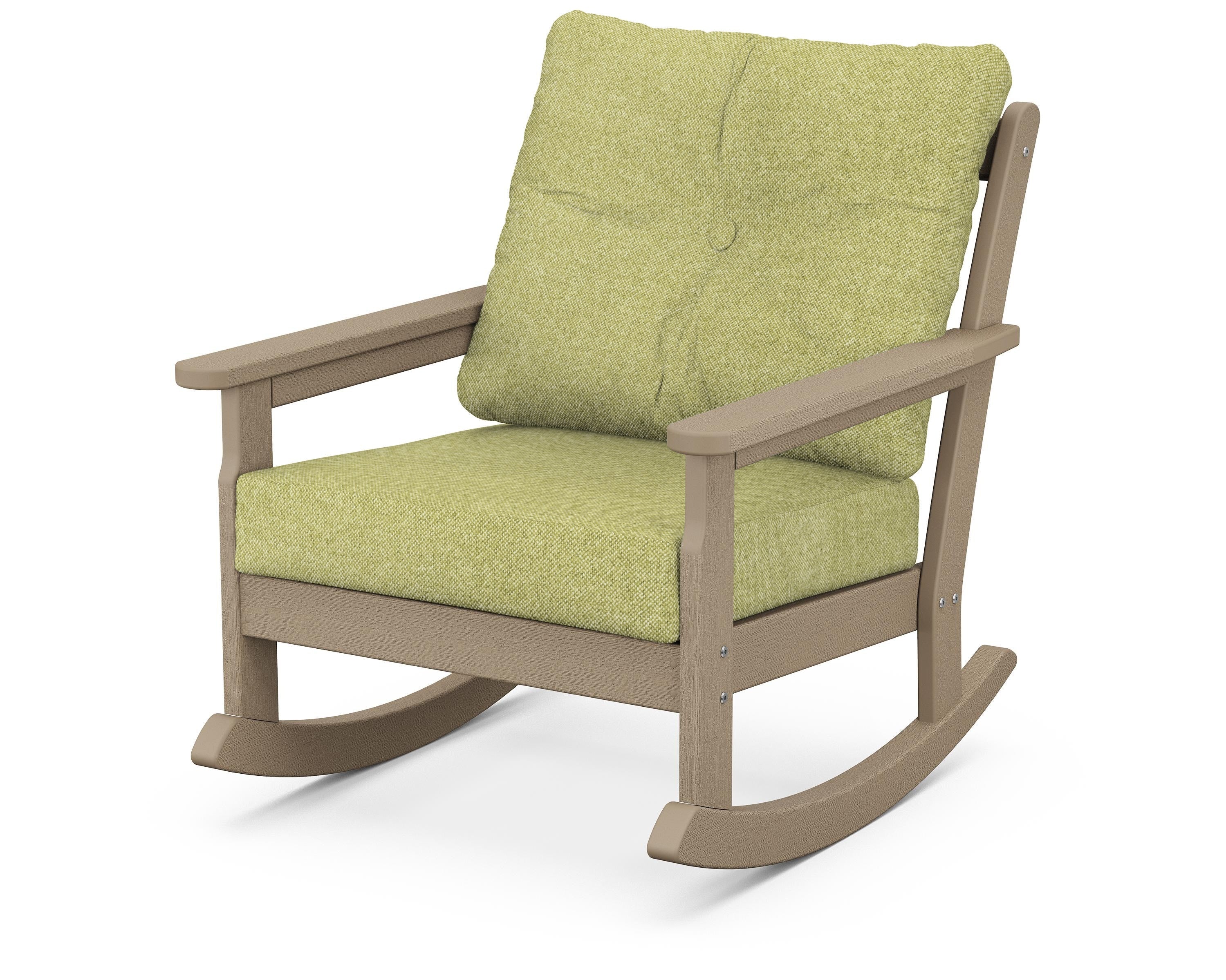 POLYWOOD® Vineyard Deep Seating Rocking Chair in Vintage Sahara / Chartreuse Boucle