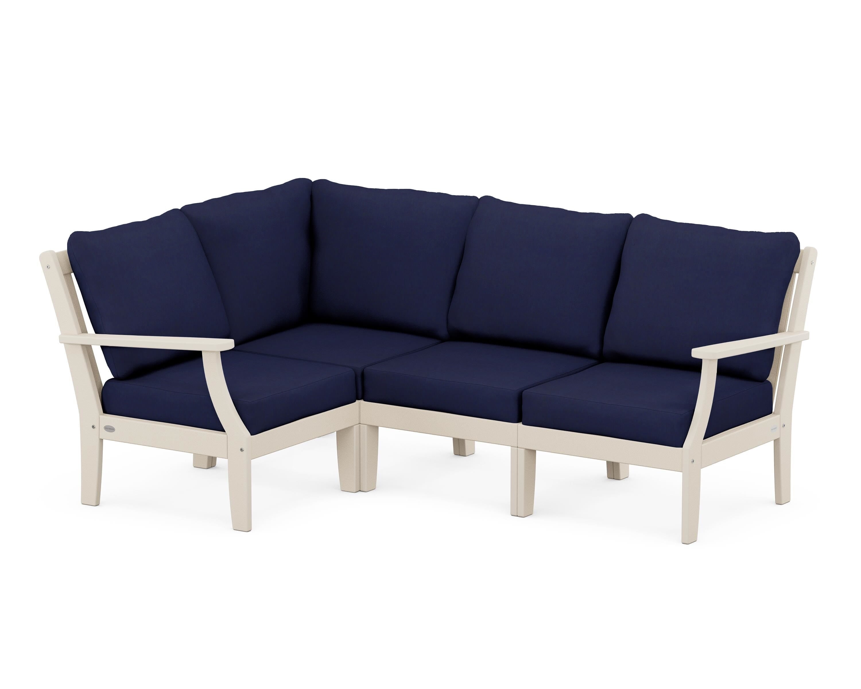 POLYWOOD® Braxton Modular 4-Piece Deep Seating Set in Sand / Navy