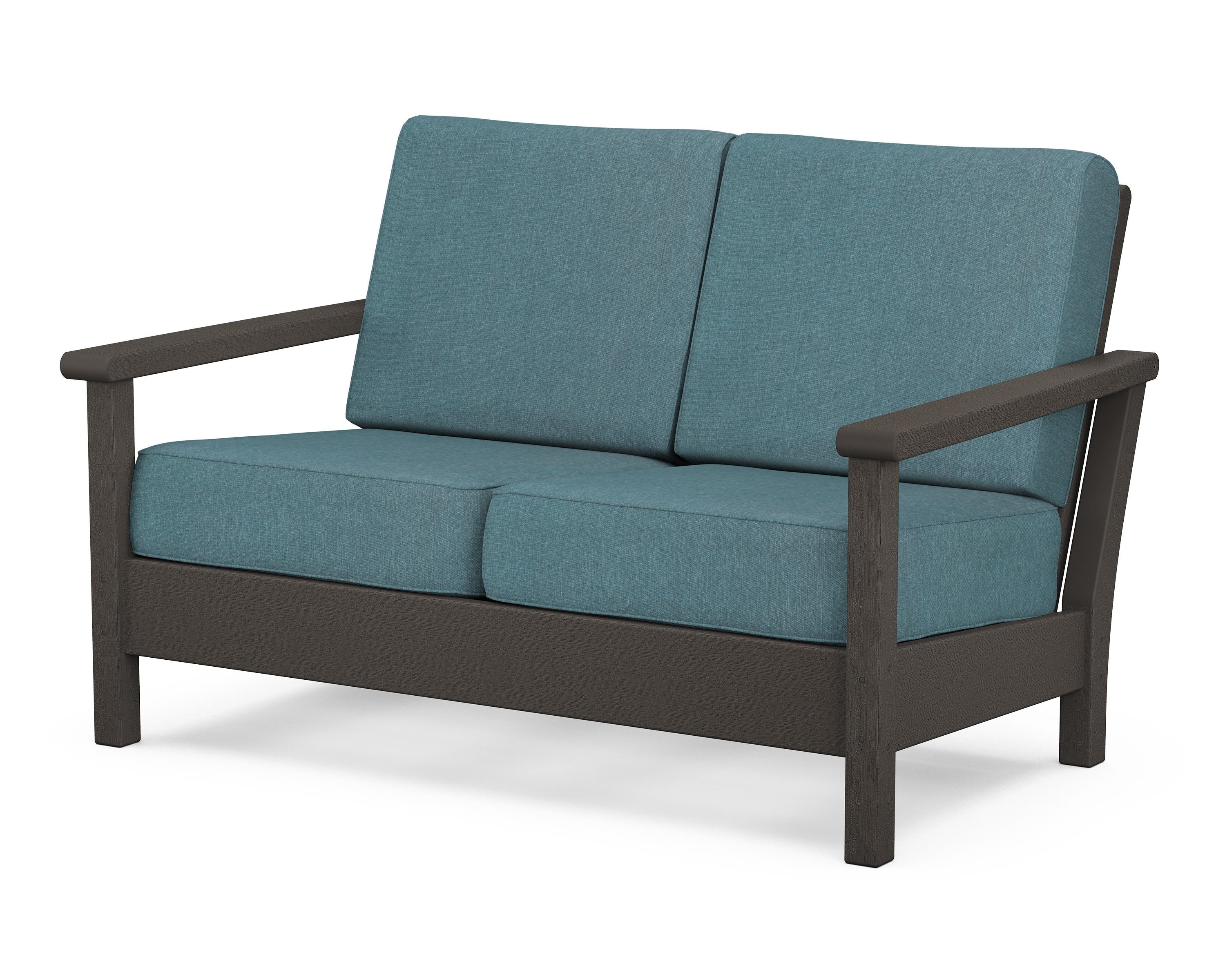 POLYWOOD® Harbour Deep Seating Loveseat in Vintage Coffee / Ocean Teal