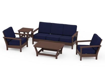 POLYWOOD® Harbour 5-Piece Deep Seating Set in Mahogany / Navy