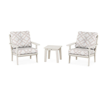 POLYWOOD® Prairie 3-Piece Deep Seating Set in Sand / Trellis Dune Burlap